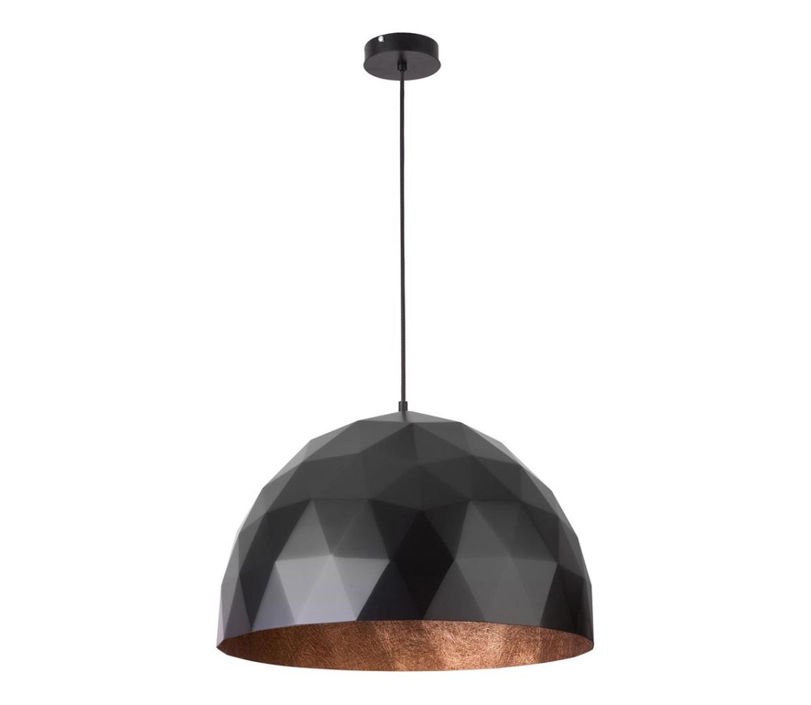 Lustră pe cablu DIAMENT 1xE27/60W/230V d. 50 cm neagră/cupru