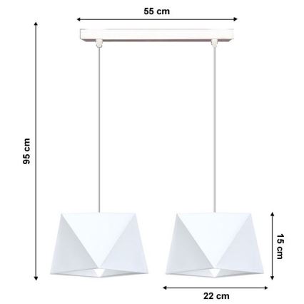 Lustră pe cablu DIAMENT 2xE27/60W/230V alb