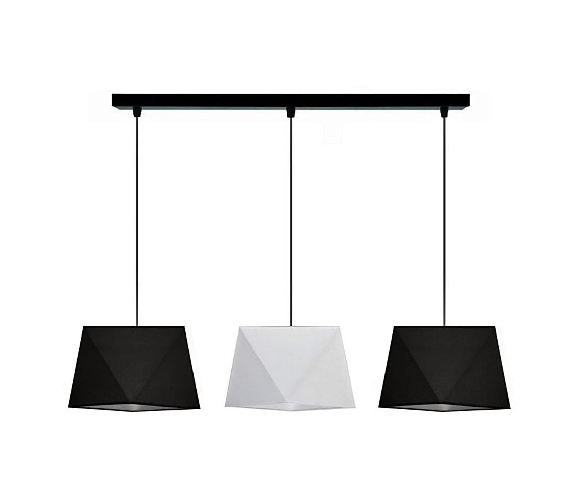 Lustră pe cablu DIAMENT 3xE27/60W/230V alb-negru