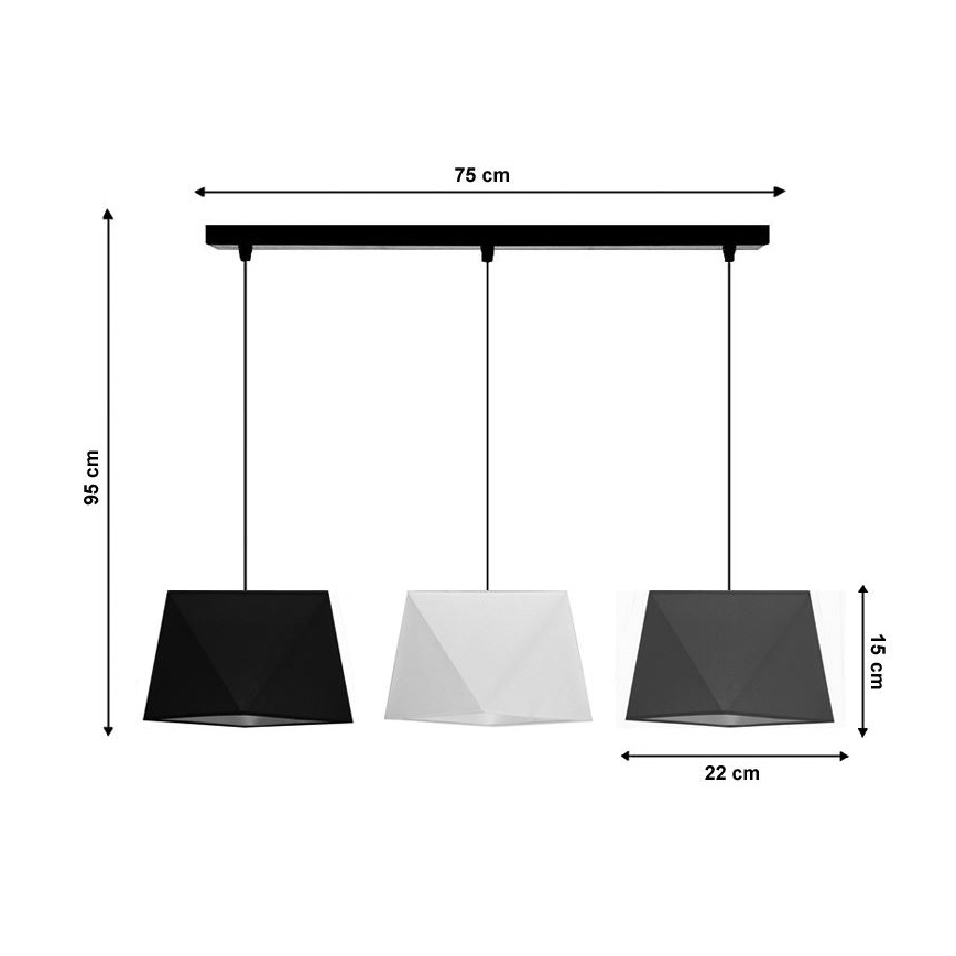 Lustră pe cablu DIAMENT 3xE27/60W/230V