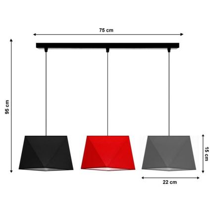 Lustră pe cablu DIAMENT 3xE27/60W/230V