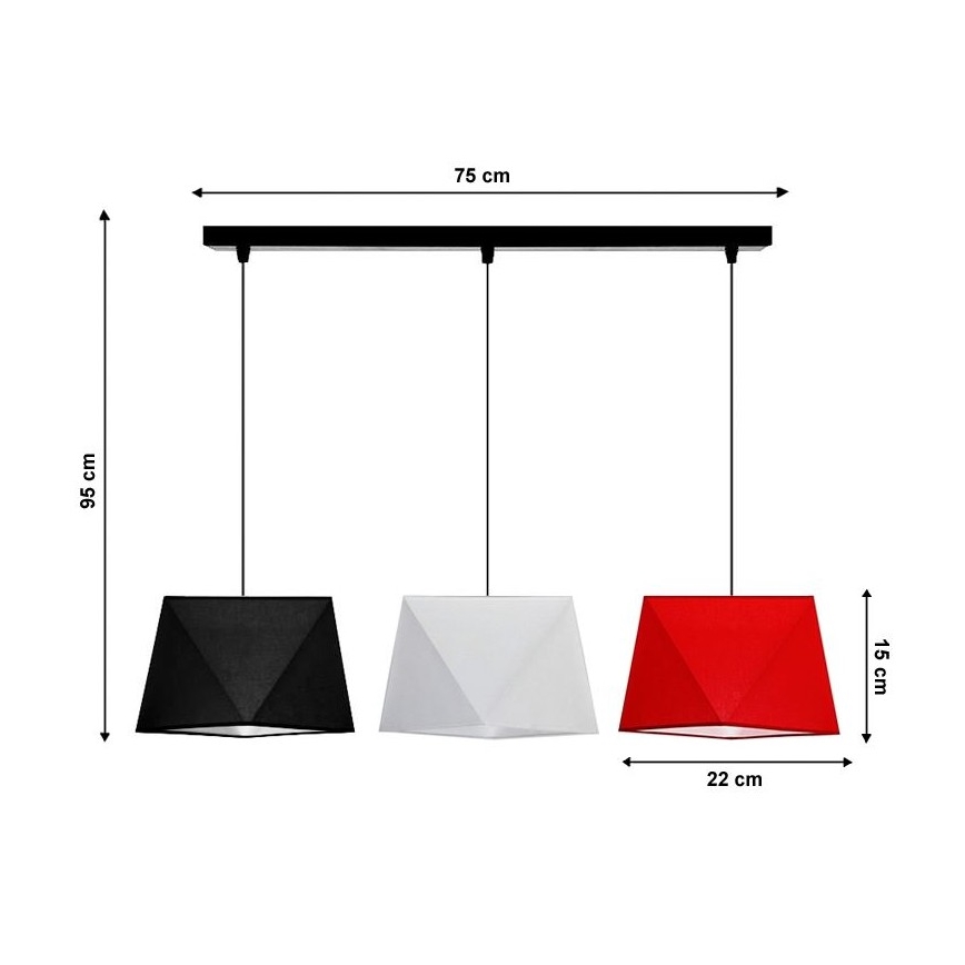 Lustră pe cablu DIAMENT 3xE27/60W/230V