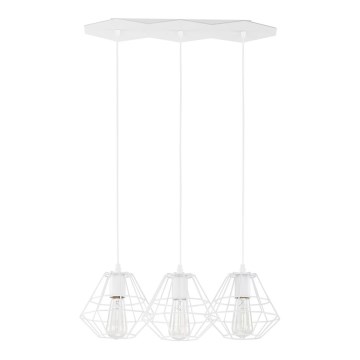 Lustră pe cablu DIAMOND 3xE27/60W/230V albă