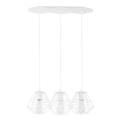 Lustră pe cablu DIAMOND 3xE27/60W/230V albă