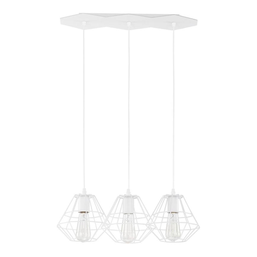 Lustră pe cablu DIAMOND 3xE27/60W/230V albă