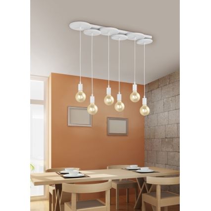 Lustră pe cablu DISCUS 6xE27/28W/230V albă Trio