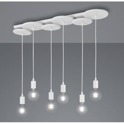 Lustră pe cablu DISCUS 6xE27/28W/230V albă Trio