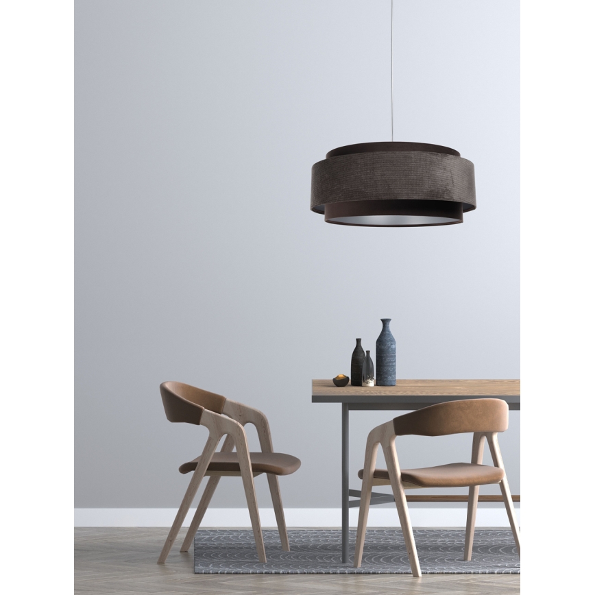 Lustră pe cablu DOBLO 1xE27/60W/230V d. 60 cm maro/argintiu
