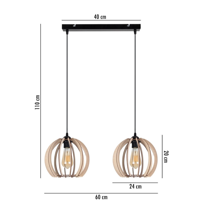Lustră pe cablu DORO 2xE27/60W/230V