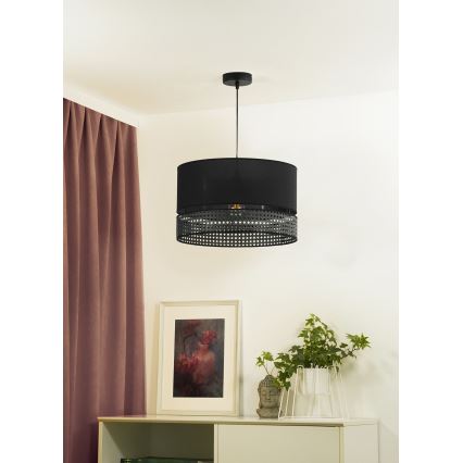 Lustră pe cablu DOUBLE Duolla RATTAN 1xE27/15W/230V d. 40 cm negru