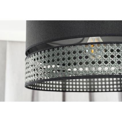 Lustră pe cablu DOUBLE Duolla RATTAN 1xE27/15W/230V d. 40 cm negru