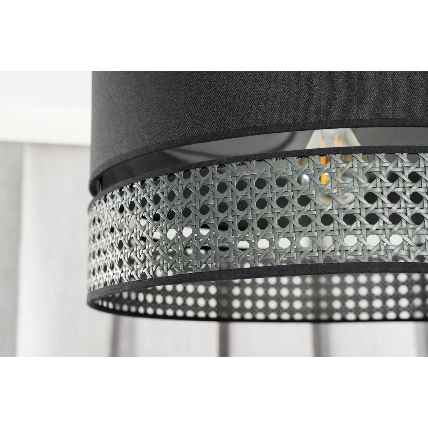 Lustră pe cablu DOUBLE Duolla RATTAN 1xE27/15W/230V d. 40 cm negru