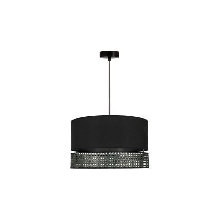 Lustră pe cablu DOUBLE Duolla RATTAN 1xE27/15W/230V d. 40 cm negru