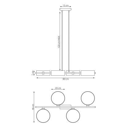 Lustră pe cablu DRUMZ 4xE14/10W/230V gri