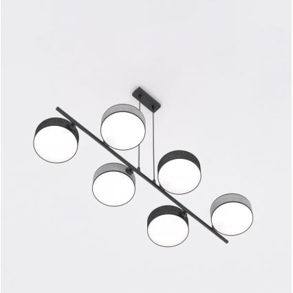 Lustră pe cablu DRUMZ 6xE14/10W/230V negru/gri