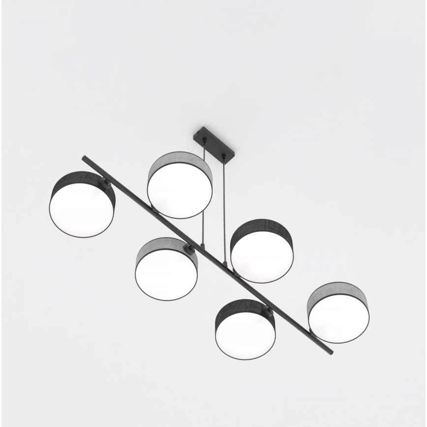 Lustră pe cablu DRUMZ 6xE14/10W/230V negru/gri