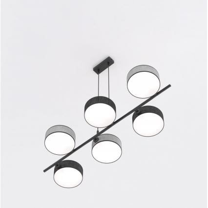 Lustră pe cablu DRUMZ 6xE14/10W/230V negru/gri