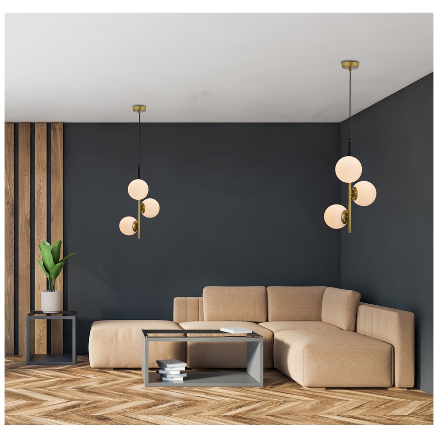 Lustră pe cablu DUO 3xE14/40W/230V aurie/neagră