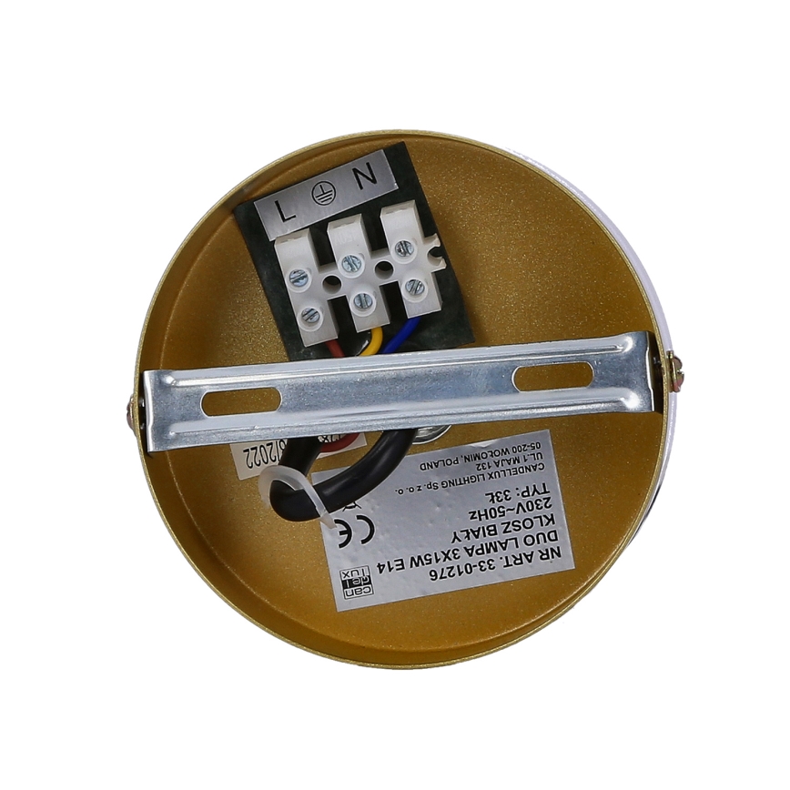 Lustră pe cablu DUO 3xE14/40W/230V aurie/neagră