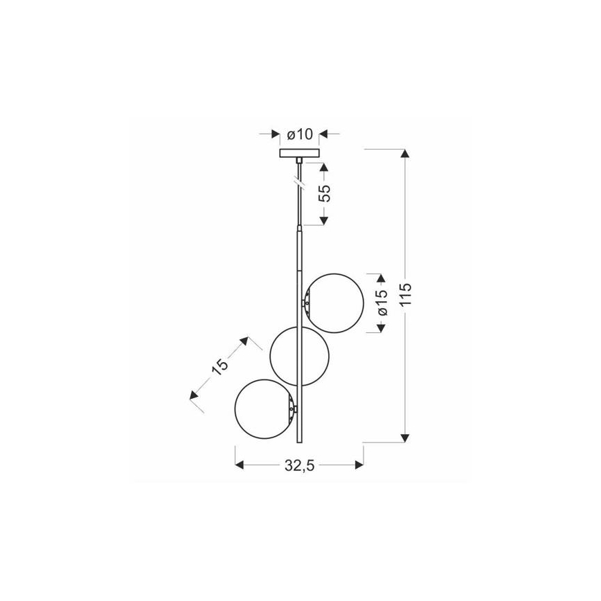 Lustră pe cablu DUO 3xE14/40W/230V aurie/neagră