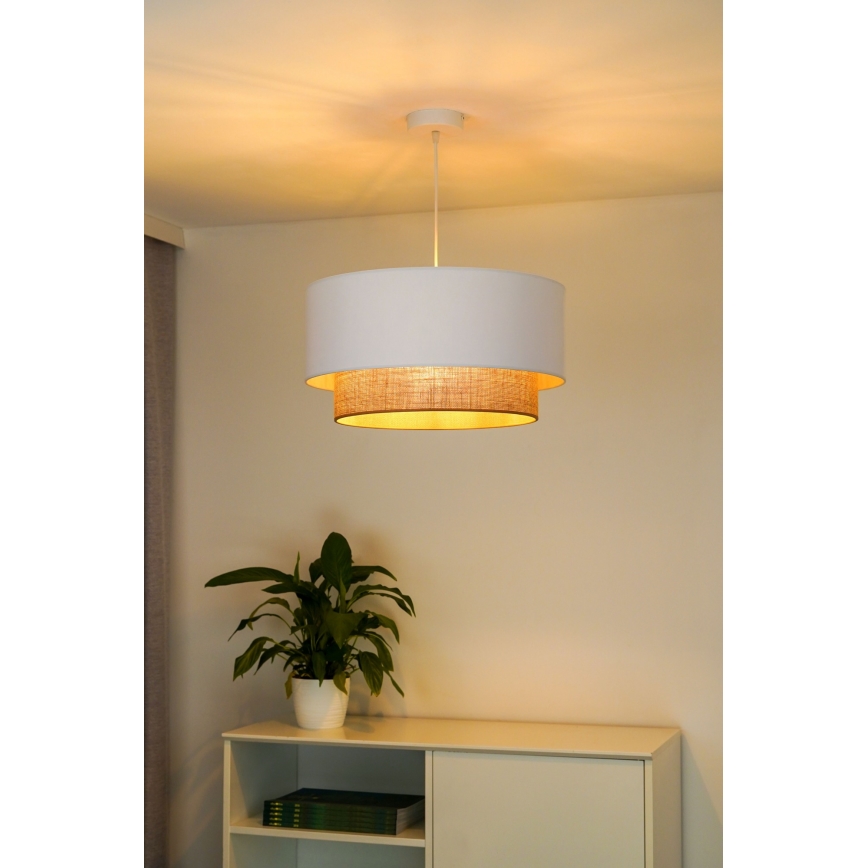 Lustră pe cablu Duolla BOHO 1xE27/15W/230V d. 45 cm alb/maro