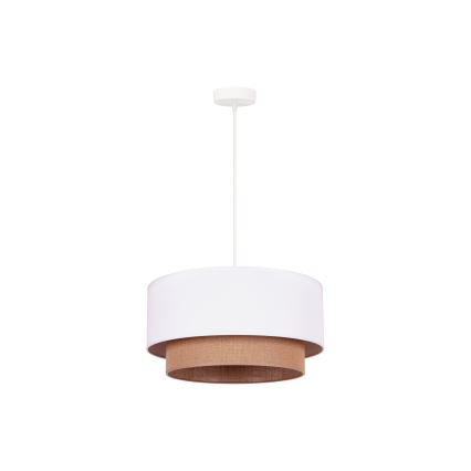 Lustră pe cablu Duolla BOHO 1xE27/15W/230V d. 45 cm alb/maro