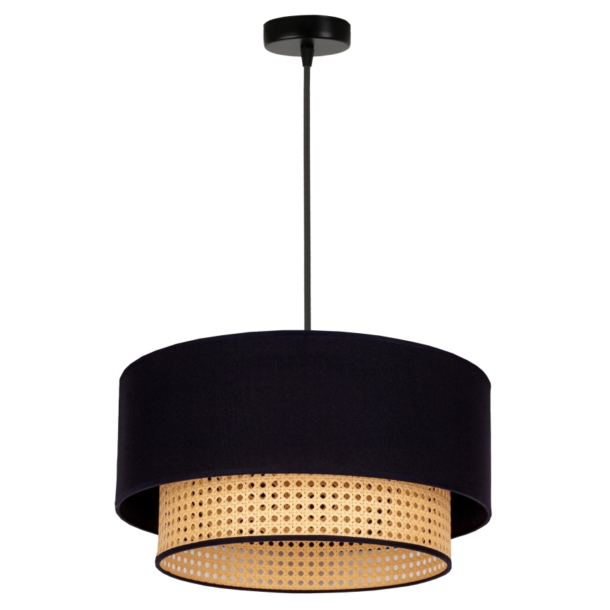 Lustră pe cablu Duolla BOHO 1xE27/15W/230V d. 45 cm negru/ratan