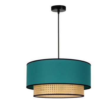 Lustră pe cablu Duolla BOHO 1xE27/15W/230V d. 45 cm turcoaz/ratan