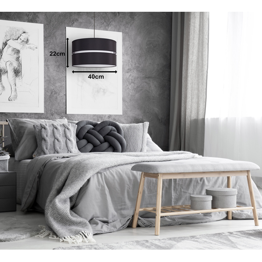 Lustră pe cablu Duolla DUO 1xE27/15W/230V d. 40 cm negru/alb