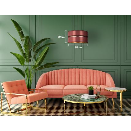 Lustră pe cablu Duolla DUO 1xE27/15W/230V d. 40 cm roșu-burgund/auriu