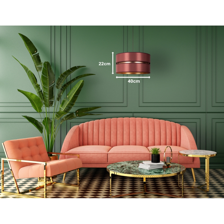 Lustră pe cablu Duolla DUO 1xE27/15W/230V d. 40 cm roșu-burgund/auriu