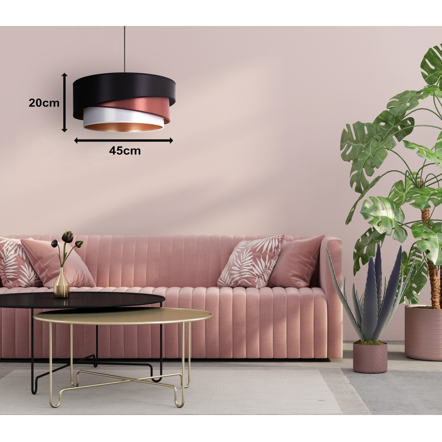 Lustră pe cablu Duolla KOBO 1xE27/15W/230V d. 45 cm negru/roșu-burgund/argintiu