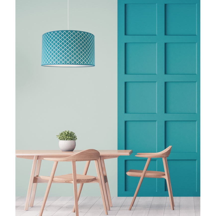 Lustră pe cablu Duolla MAROKO 1xE27/40W/230V d. 45 cm turcoaz/alb