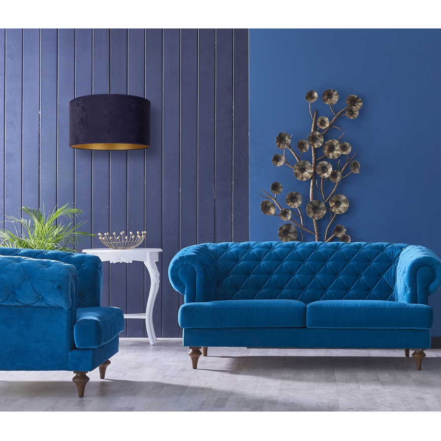 Lustră pe cablu Duolla ROLLER 1xE27/15W/230V d. 40 cm albastru/auriu