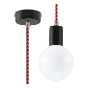 Lustră pe cablu EDISON 1xE27/60W/230V roșie-neagră