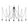 Lustră pe cablu EDISON 7 7xE27/60W/230V negru