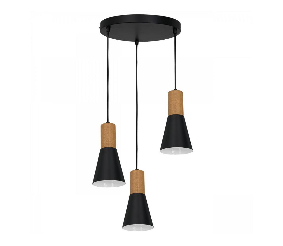 Lustră pe cablu EDMON 3xE27/60W/230V neagră rotundă