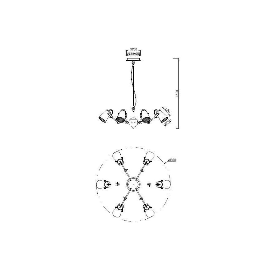 Lustră pe cablu EDWARD 6xE14/40W/230V Trio