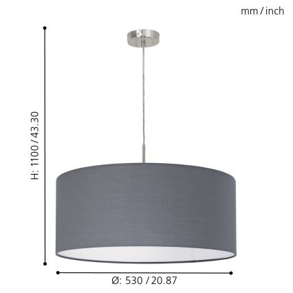 Lustră pe cablu Eglo 1xE27/60W/230V