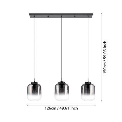 Lustră pe cablu Eglo 3xE27/40W/230V fumuriu