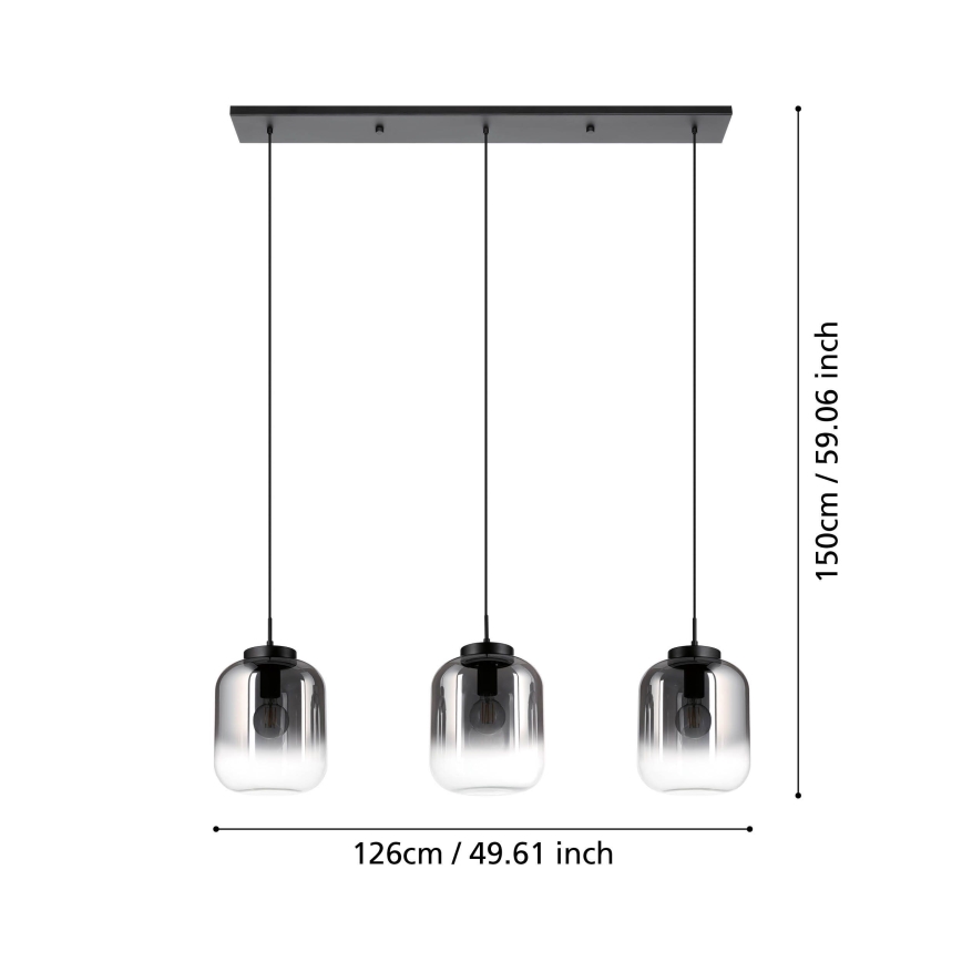 Lustră pe cablu Eglo 3xE27/40W/230V fumuriu