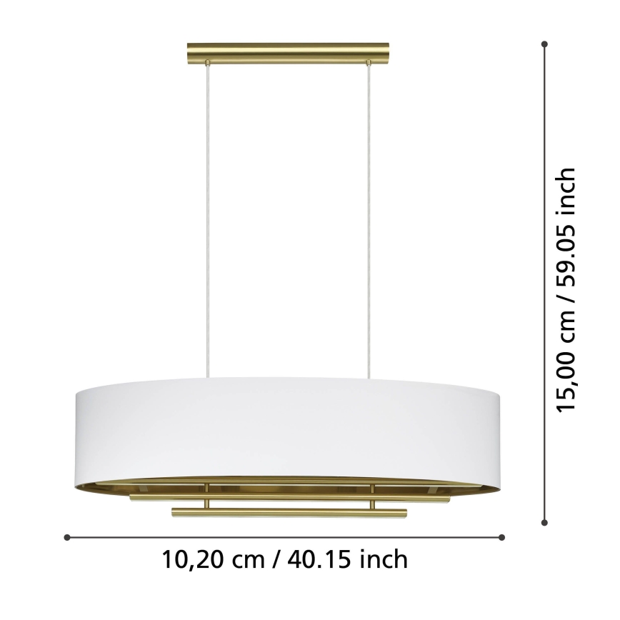 Lustră pe cablu Eglo 4xE27/40W/230V alb/auriu