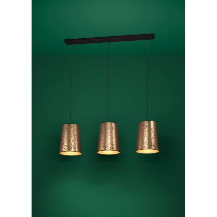 Lustră pe cablu Eglo 3xE27/25W/230V auriu/roz