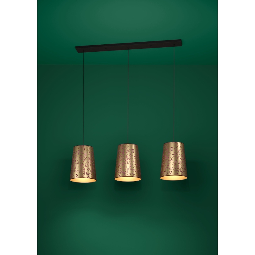 Lustră pe cablu Eglo 3xE27/25W/230V auriu/roz