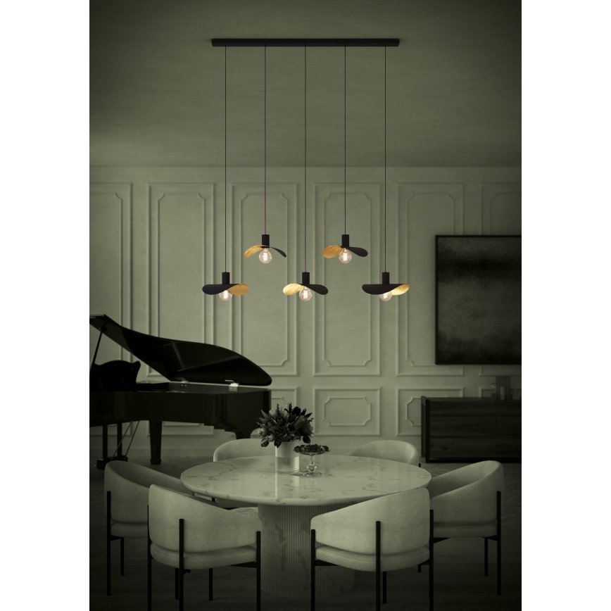Lustră pe cablu Eglo 5xE27/40W/230V negru/auriu