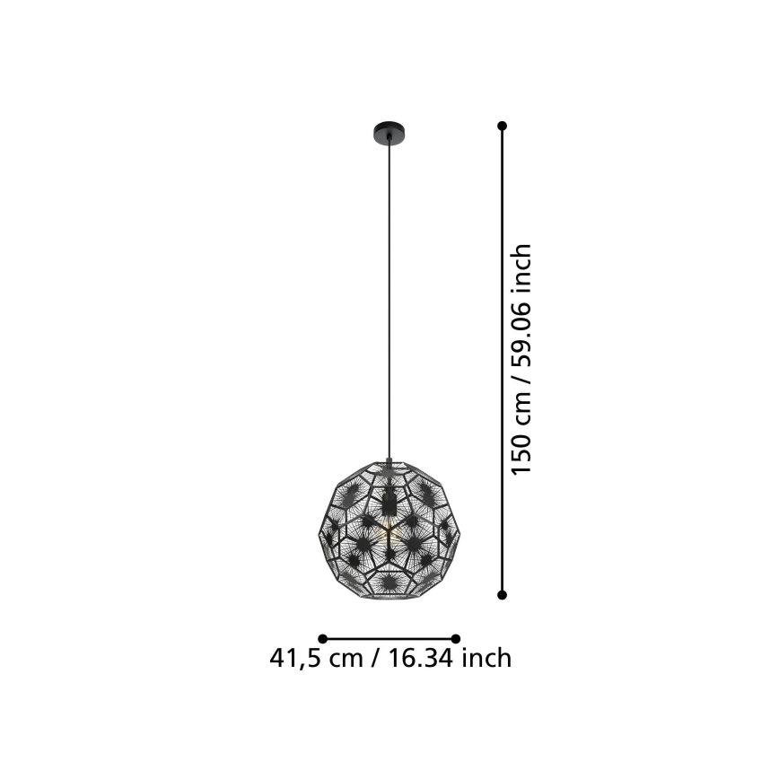 Lustră pe cablu Eglo 1xE27/60W/230V 41 cm negru