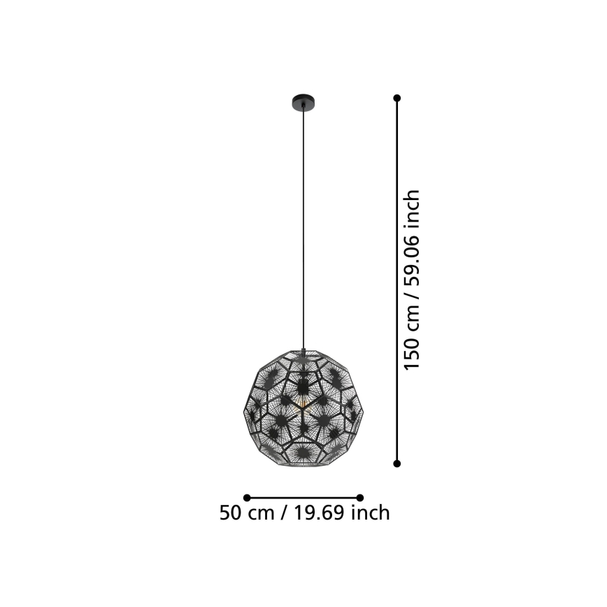 Lustră pe cablu Eglo 1xE27/60W/230V 50 cm negru