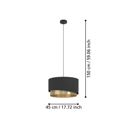 Lustră pe cablu Eglo 1xE27/40W/230V negru/auriu