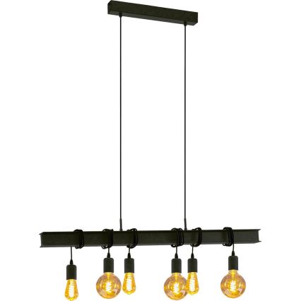 Lustră pe cablu Eglo 43712 TOWNSHEND 6xE27/60W/230V negru