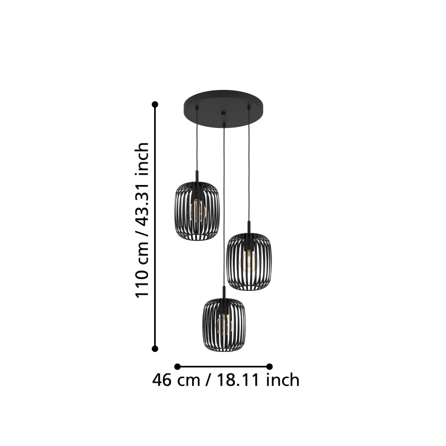 Lustră pe cablu Eglo 3xE27/40W/230V negru